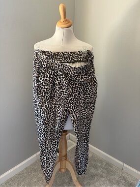 CAbi Leopard Print Pivot Spotted Joggers in Black and Cream #5680